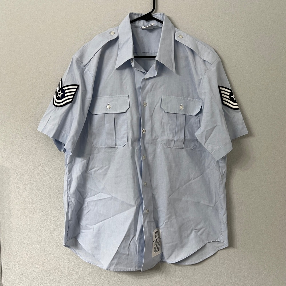 Vintage USAF DSCP AF Blue 1550 Shirt Mens XL Staff Sergeant Military Uniform